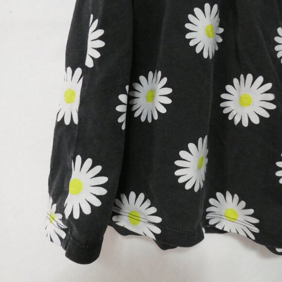 Black Floral Cotton Summer Dress P2P 10.5 inches measured Not Lined - Picture 7 of 14